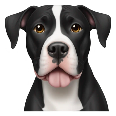 black pit bull with a white nose sticker