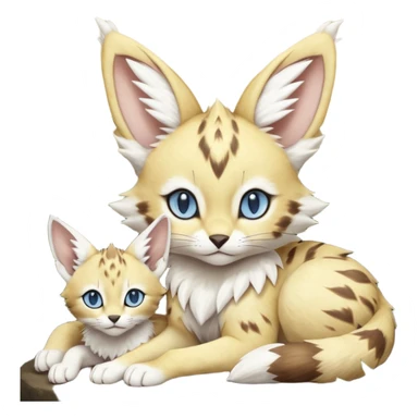 Albino-white, blue-eyed soft natural realistic romantic vintage antique divine beautiful elegant pretty precious cute young youthful  Fakémon-Pokémon-feline-Zeraora-Jolteon-serval-caracal-chinchilla-Minccino-Cinccino-Meowstic-rodent-hybrid-creature with a big fluffy bushy tail (full body) sticker