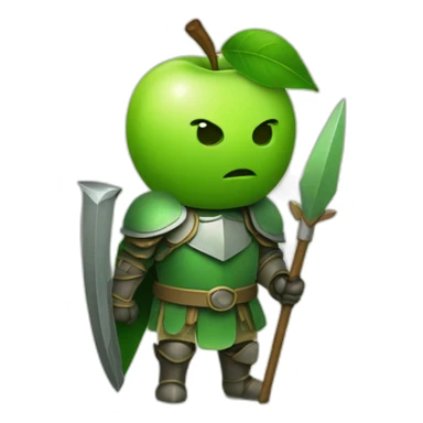 green apple knight with a spear in hand sticker