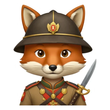 fox face, mogolian ancient army with small knife sticker