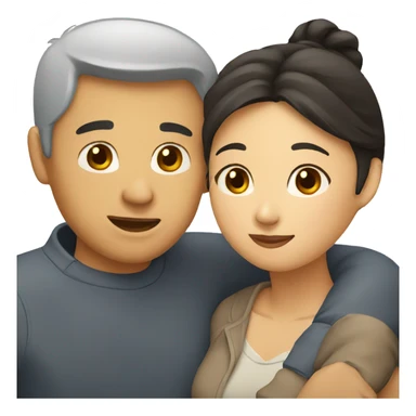 asian man and woman hugging sticker