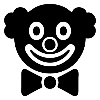 solid filled clown face icon, simple and bold sticker