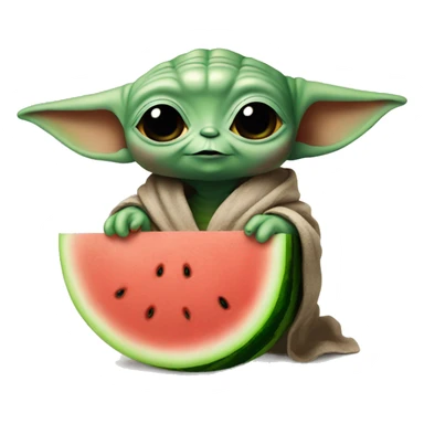 Baby yoda holding watermelon sticker