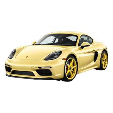 Chalk colored 2024 Porsche 718 Cayman GTS 4.0 with yellow ceramic brakes sticker