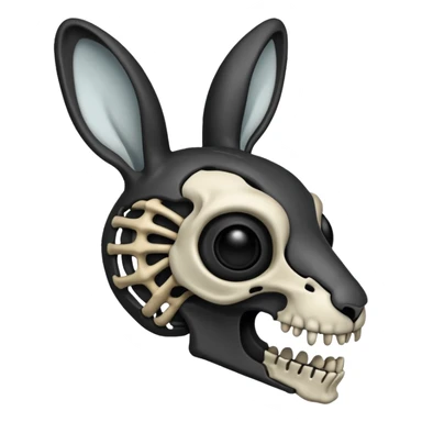 Tête de lapin squelette noire de profil avec des G à la place des yeux  sticker
