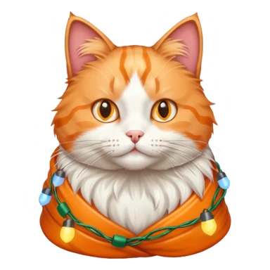 cat wrapped in christmas lights sticker