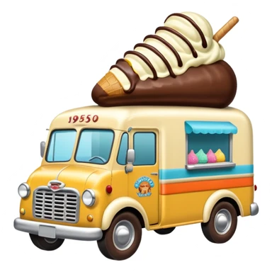 Chocolate nut sprinkle covered 1950 ice cream truck  sticker