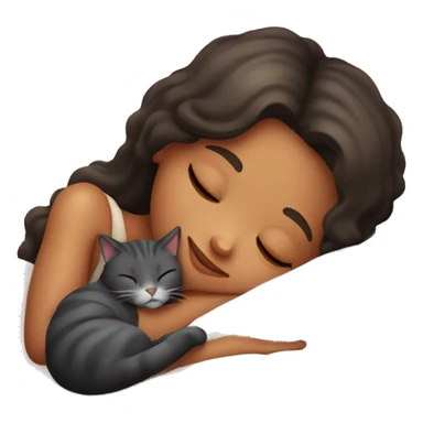 a girl sleeps with a cat sticker