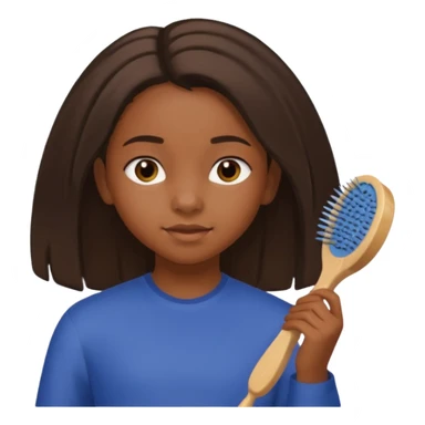 A black 12 yr old girl brushing her shoulder length hair sticker