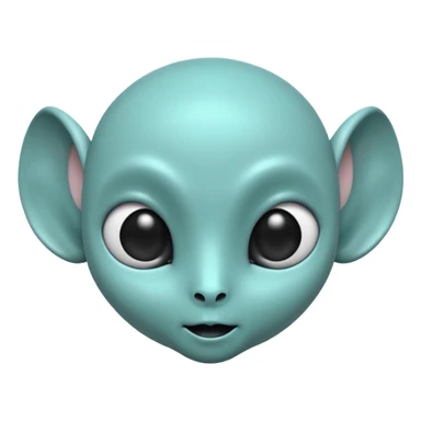 teal smooth alien with two rounded ears and big pure black eyes sticker