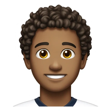 Boy, 20 years old, dark brown hair, hair short and curly, brown eyes, has freckles, smiling, wearing a white jersey with a number 52 sticker