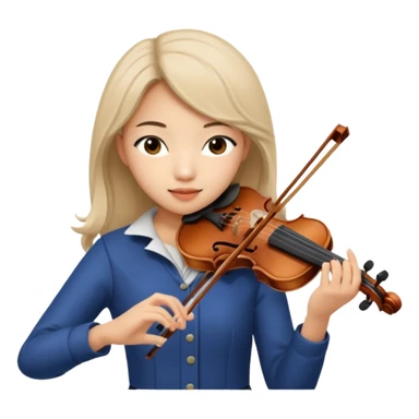 pretty asian girl playing a violin, musical notes sticker