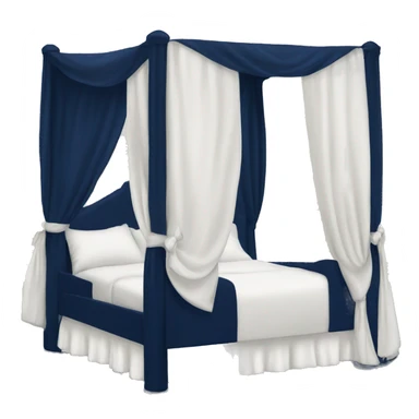 Navy blue canopy bed with white bows sticker