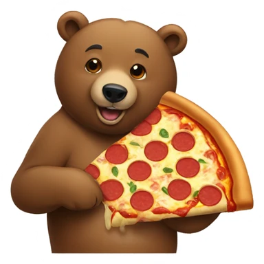 Bear eat pizza with dog sticker