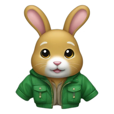 Doudou lapin avec veste verte sticker