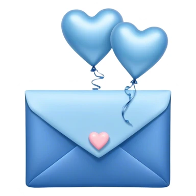 dark blue love letter in pastel blue and perl metallic heart-shaped balloons sticker