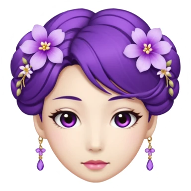 Japanese Princess with floral hairpin, purple sticker