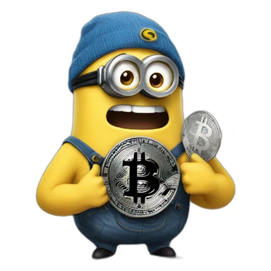 minion holding bitcoin sticker
