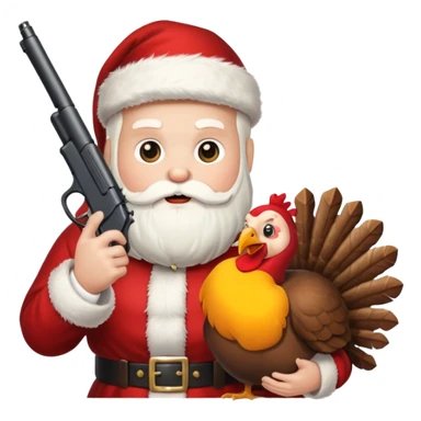 Santa holding a gun shooting a turkey sticker