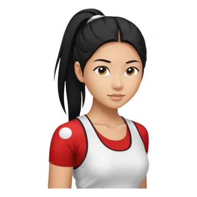 asin girl with black long slick backed hair into tight ponytail  sticker