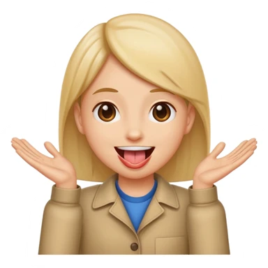 Tongue out with hands to the side ￼ sticker