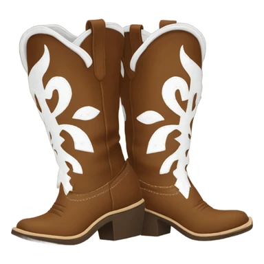 Brown cowgirl boots with white details  sticker