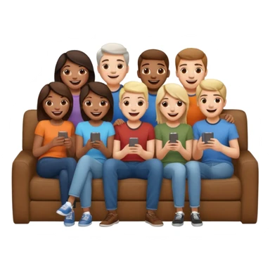 group of friends on couch having fun sticker