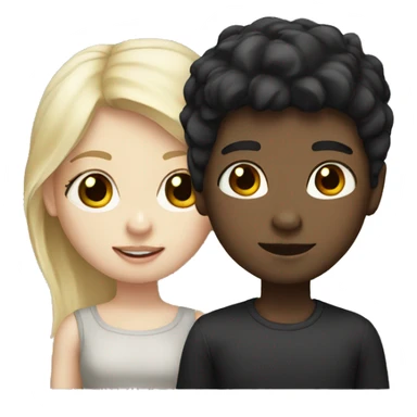 black hair boy with white skin and blonde hair girl with white skin  sticker