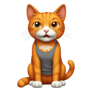 evil orange cat with Gray T-Shirt and Brown Shoes sticker