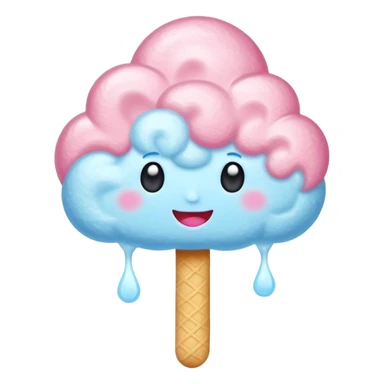 3D render of Cotton Candy Cloudh, made entirely of dessert materials, glistening sugar crystal texture, fluffy spun sugar texture in pastel blue, delicious confectionery aesthetic, Apple emoji style, isolated on white background --v 6.0. sticker