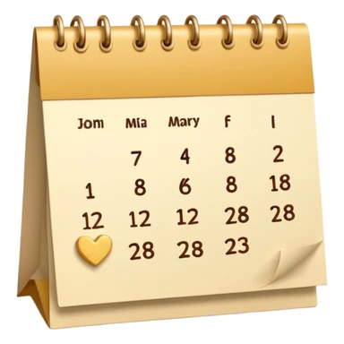 cute kalender , really light yellow/gold/brown themed with maybe a little heart on it. its paper in it and rings at the top of it where the paper is on. it needs to look like its drawed of smt and the rings at the top instead.  sticker