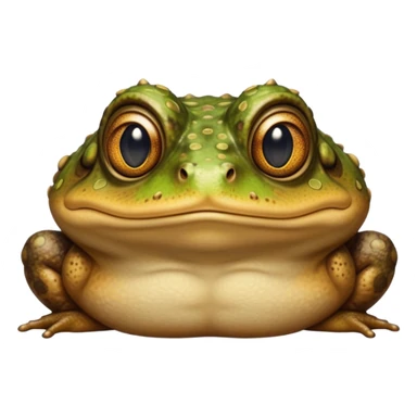 Cinematic Noble Toad Portrait Emoji, Poised and earthy, with a stout, robust build covered in textured, warty skin in warm, natural tones and deep, observant eyes, Simplified yet sharp and sophisticated features, highly detailed, glowing with a soft, natural mossy glow, high shine, intelligent and grounded, stylized with an air of rustic authority, focused and steady, soft glowing outline, capturing the essence of a watchful amphibian guardian that appears ready to leap out of the screen with effortless command! sticker
