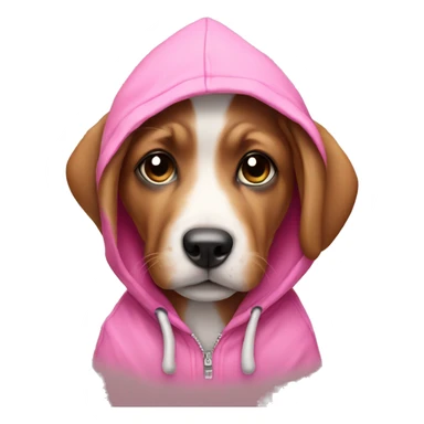 puppy wearing a pink hoodie  sticker