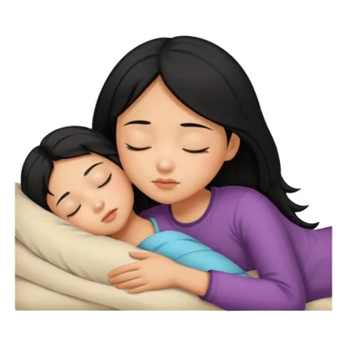 Black haired, tan Asian girl sleeping sticker