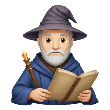 Old Scholar Wizard – gray beard, reading ancient scroll. sticker