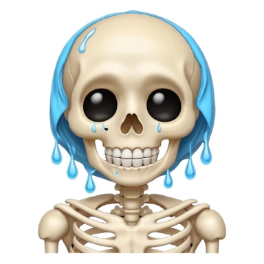sobbing skeleton with tears and a smile sticker
