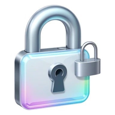 Holographic and glassmorphic white lock sticker