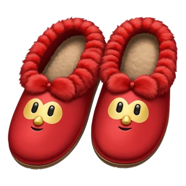 red slippers with red fur sticker