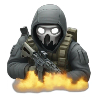 A Call of Duty Mobile character ghost emoji who is nauseated and hates something sticker