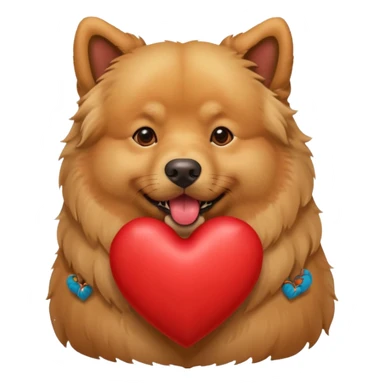 Golden Retriever/Chow Chow mix holding a large heart in its mouth sticker