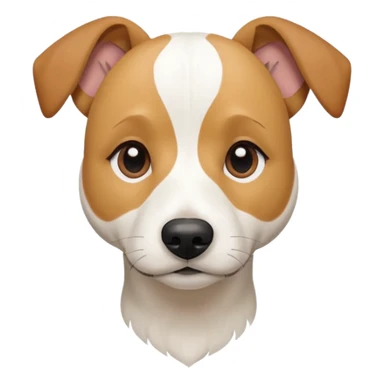 a full body facing front on of a buff white beagle cross jack russell terrier looking dog the size of a kelpie with light brown long ears resting on its face and a light brown patch above one eye and a large snout. the rest of the dog is completely white.  sticker