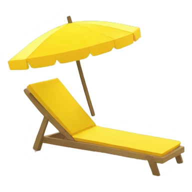 A yellow pixel is sunbathing in the sun by the sea under an umbrella sticker