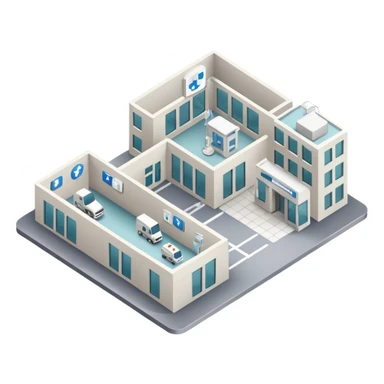 hospital isometric view sticker