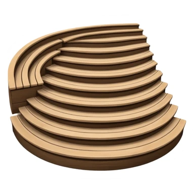 benches arranged on a slope in a semicircle resembling an amphitheater with 4 stepped levels sticker