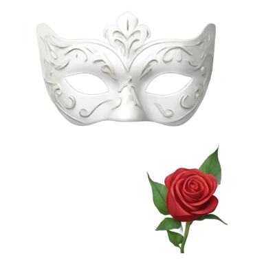  white  masquerade mask with rose sticker