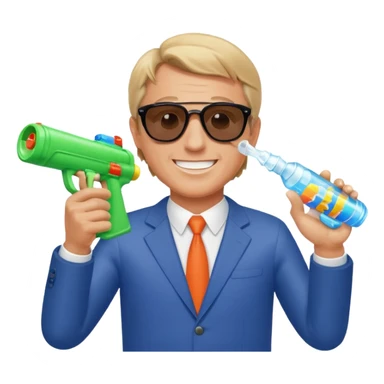 RFK Jr emoji firing a water gun at a large pill bottle with 'Big Pharma' written on it sticker