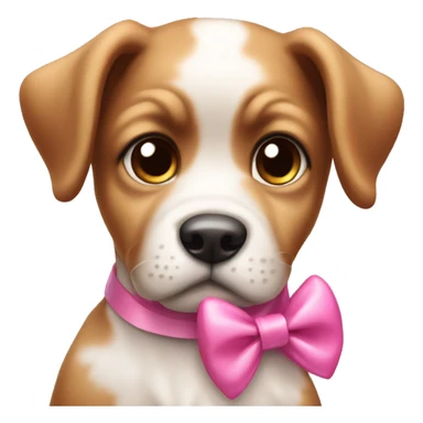 puppy dog with pink bow and pout sticker