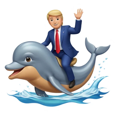 trump riding a dolphin sticker