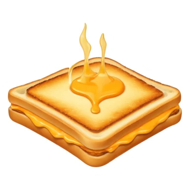 a toastie with melted cheese on the rim and an orange hat sticker
