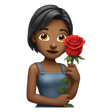 A girl holding a rose  sticker